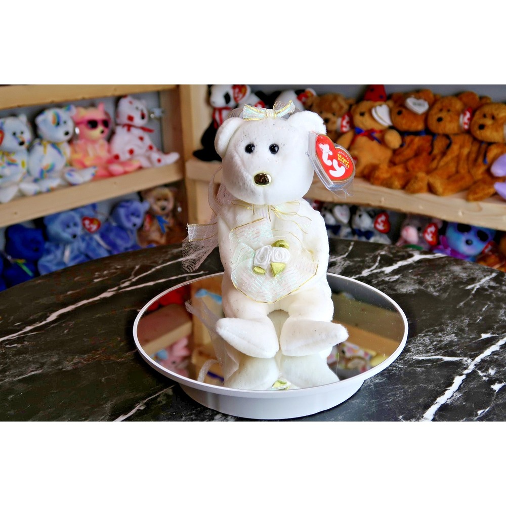 TY Beanie Baby - Hers the Bride Bear (Internet‎ Exclusive) | MWMT | Vintage